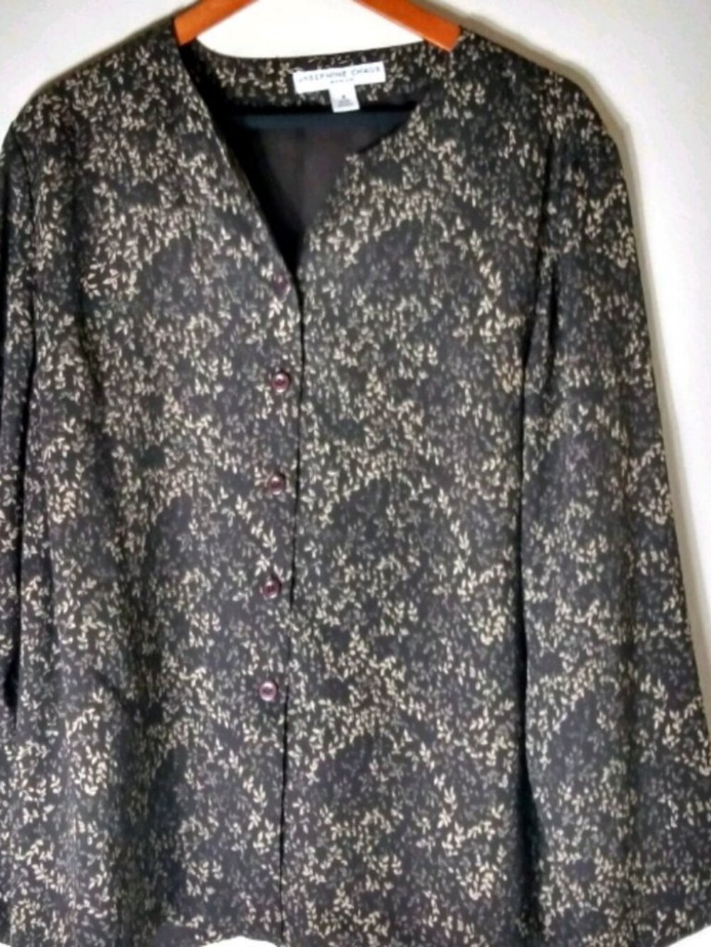 Josephine Chaus 16 Black Pewter Floral Jacket Plus
